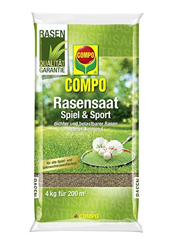 COMPO Rasensaat Spiel und Sport, Rasensamen, Universelle Mischung für Rasen, 4 kg, 200 m²
