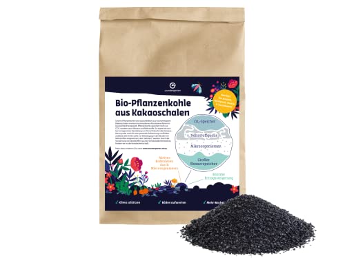 Wundergarten Bio Pflanzenkohle 25 Liter - zu 100% aus Kakaoschalen, Für Kompostierung, Terra Preta & Bodenverbesserung