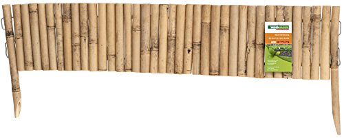 Windhager Beeteinfassung Typ 3 Bambus flexibel, Steckzaun, Rasenkante, Beetumrandung, Palisade, 100 x 20/35 cm, 06491