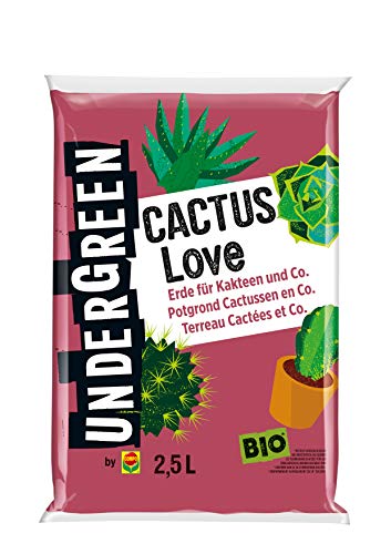 Undergreen by COMPO Cactus Love, Kakteenerde, Erde für Kakteen und Co., Bio, Kultursubstrat, 2,5 Liter