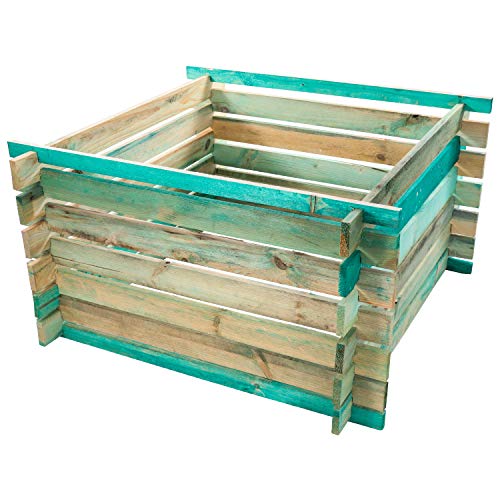 BELKO Komposter 480L aus Holz, 100x100x70cm Stecksystem Bausatz, kesseldruckimprägniert