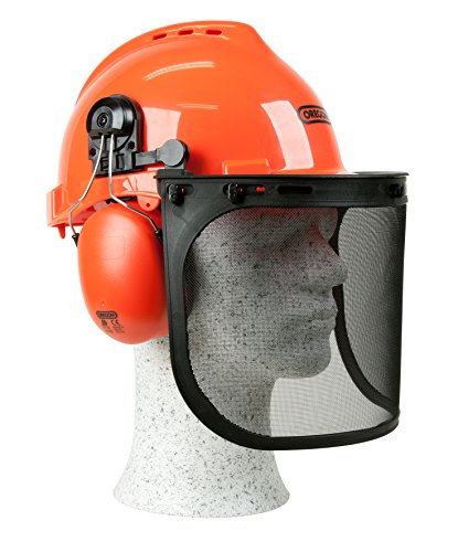Oregon Yukon Kettensägen-Sicherheitshelm mit Gehörschutz und Netzvisier (562412), Orange, Einheitsgröße
