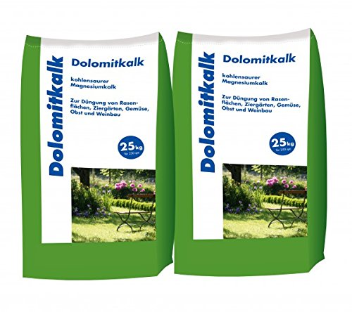 Hamann Mercatus GmbH 2x25 kg Dolomitkalk Rasenkalk - Zur Vorbeugung von Moosbildung im Rasen mit Calcium und viel Magnesium