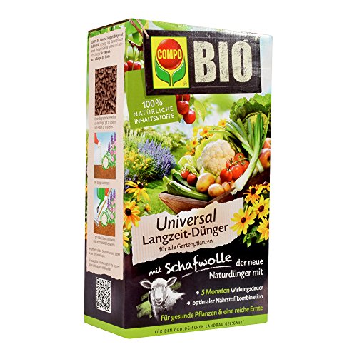 COMPO BIO Universal Langzeit-Dünger mit Schafwolle für alle Gartenpflanzen, Pflanzendünger, 5 Monate Langzeitwirkung, 2 kg