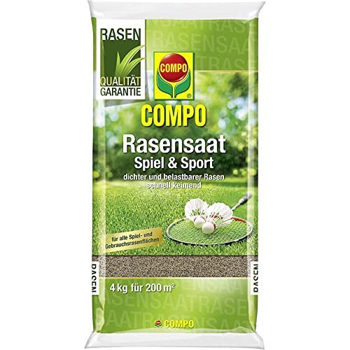 COMPO Rasensaat Spiel und Sport, Rasensamen, Universelle Mischung für Rasen, 4 kg, 200 m²