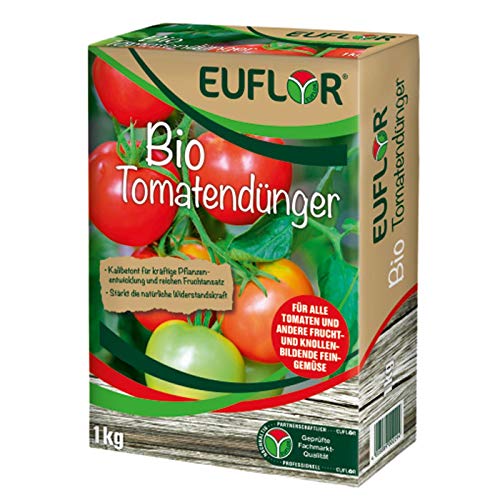 Euflor Bio Tomatendünger 1kg•Organischer NPK-Dünger 5+3+8•für alle Arten von Tomaten•mit Langzeitwirkung•für kräftige Gemüsepflanzen und Reichhaltige Ernten•Für den ökologischen Landbau geeignet