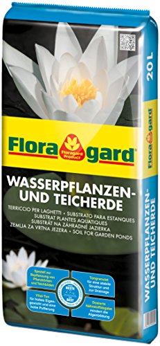 Floragard Wasserpflanzen- & Teicherde 20 L für Gartenteiche, Pflanzkörbe, Teichböden • auch für Seerosen und Schilf • extra schwer dank Vital-Ton • verringert Algenbildung