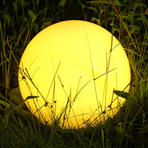 Albrillo RGB Solarlampe Außen - LED Solar Kugel mit Fernbedienung, Durchmesser 30cm mit 8 Farben, 1200mAh USB Aufladbar Kugellampe, Wasserdicht IP68 für Teich und Garten