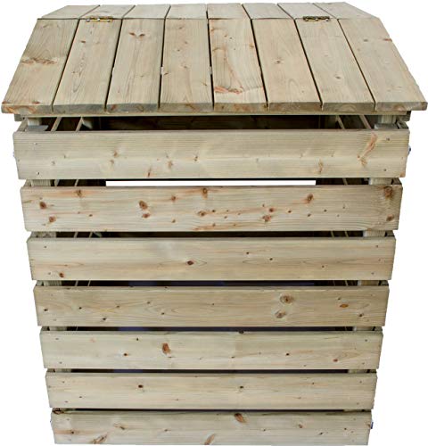NATIV Komposter aus Holz, Holzkomposter mit Deckel, Gartenkomposter 76x75x91 cm