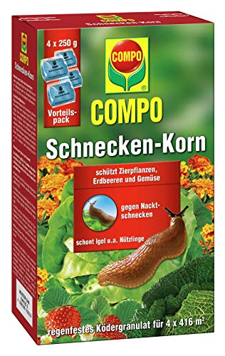 COMPO Schnecken-Korn, Streugranulat gegen Nacktschnecken im Vorteilspack, 4x250 g (4x416 m²)