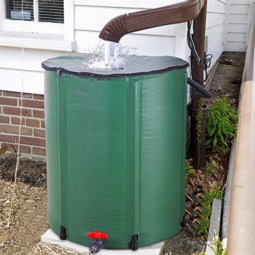Goflame Regenfass Wassersammler Tragbarer Faltbarer Tank Zapfenfilter Wasserspeicherbehälter, Grün (50 Gallonen)