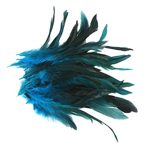 Mnixy Natürliche Hahnschwanzfedern für Dekoration DIY Kopfschmuck 50 Federn tiefblau, dunkelblau, Einheitsgröße