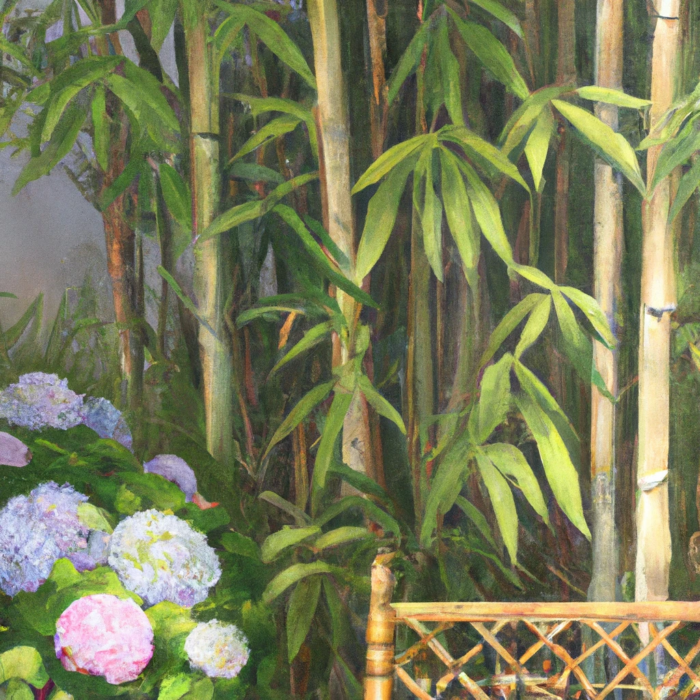 Bambus mit Hortensie kombinieren im Beet