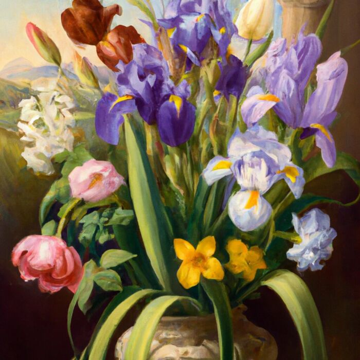 Bartiris mit Tulpen und Schleierkraut kombinieren in der Vase