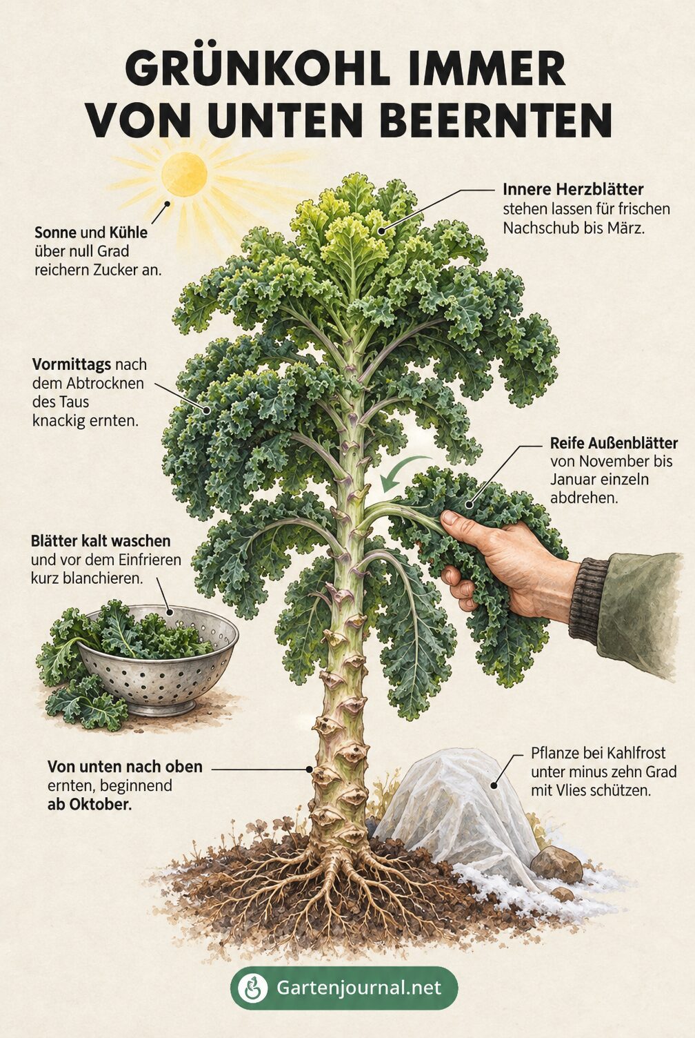 Infografik: Grünkohl immer von unten beernten