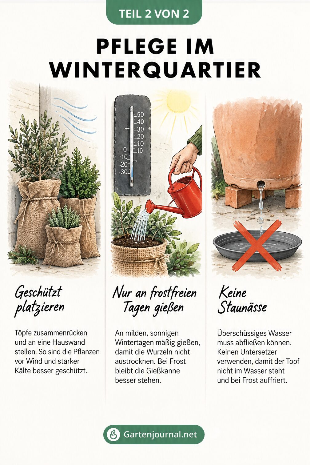 Schritt-für-Schritt Anleitung zum Übertopf verpacken für Pflanzen im Blumentopf zum Überwintern