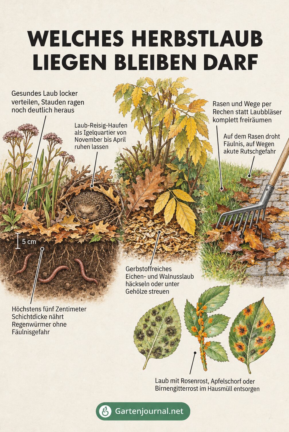 Infografik: Welches Herbstlaub liegen bleiben darf